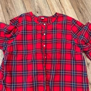 Old Navy Red Plaid Blouse Ruffles XXL Plus Size